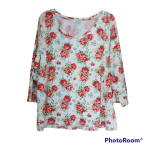 Pioneer Woman Floral Cabbage Rose 3/4 Sleeve Soft XXL Shirt Top - Picture 1 of 7