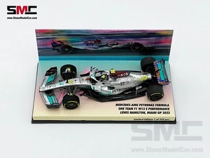 Mercedes F1 W13 #44 Lewis Hamilton USA Miami 2022 Special Livery 1:43 MINICHAMPS - Picture 1 of 8