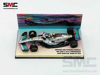 Mercedes F1 W13 #44 Lewis Hamilton USA Miami 2022 Special Livery 1:43 MINICHAMPS - Image 1 of 4