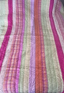 Pottery Barn Kids Striped Patchwork Quilt Bright Colors Twin Reversible 68 x 86 - Bild 1 von 6