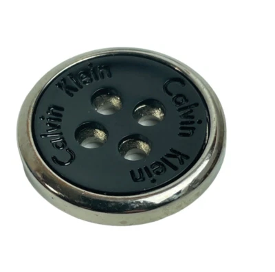 Calvin Klein Plastic Black w/ Silver Color Rim Main Front Replacement Button 1" - Image 1 of 4
