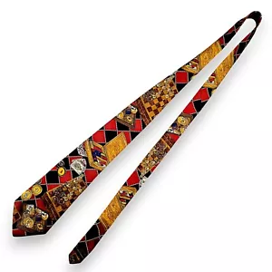 Mario Valentino Silk Tie Board & Casino Games Print Necktie 58" L - 4" W USA NEW - Picture 1 of 11