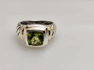 DAVID YURMAN 14k & 925 Sterling Silber Gold Peridot klassischer Kabel Kuppel Ring - Bild 1 von 8