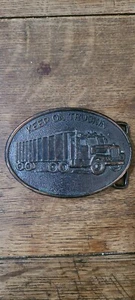 Vintage Keep on Trucking 18 Wheeler Big Rig Classic Belt Buckle Made Taiwan - Picture 1 of 6