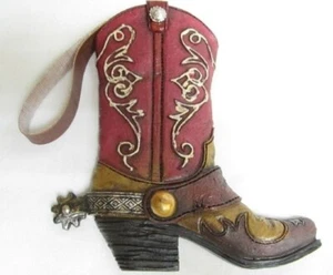 Bota de Vaquero Pequeña Cerámica Colgante Placa u Adorno Nueva (3915D) - Imagen 1 de 1