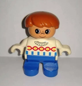 LEGO Duplo Vintage Child Boy w/ Chain Link Pattern White Shirt Figure Only - Picture 1 of 2