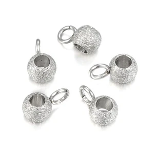 20pcs 304 Stainless Steel Bail Beads Stardust Rondelle Pendant Charm Holder 7mm - Picture 1 of 2