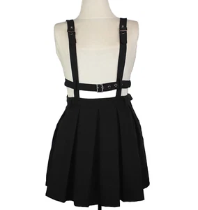 Hot Topic Harness Suspender Skirt Black Pleated Mini Size SM Buckle Goth Emo - Picture 1 of 9