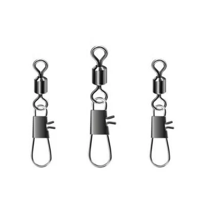 100pcs Fishing Rolling Barrel Swivel with Interlock Snap Tackle Connector 1#~14# - Image 1 of 4