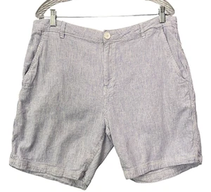 ONIA Men Chino Linen Blend Shorts Sz 36 Blue Striped Golf Casual Versatile 62-13 - Picture 1 of 12