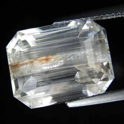 Piedra preciosa Brasil corte esmeralda topacio blanco rutilado natural brillante 16,15 quilates - VDO Foto 1 de 4