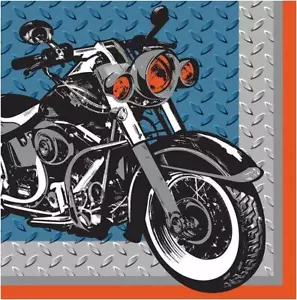 Cycle Shop Motorcycle Theme Biker Kids Birthday Party Paper Luncheon Napkins - Picture 1 of 1