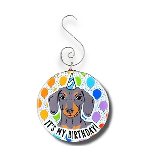 Black Tan Dachshund Dog Birthday Balloon Mini Ornament Handmade Celebration Gift - Picture 1 of 5