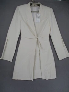 Cue Dress Womens 8 Beige Blazer Slit Sleeve Twist Gathered Strap Coat - Picture 1 of 24