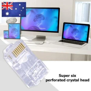 100x Unshielded RJ45 Cat6 Connector 8P8C Network Cable Crystal Modular Plugs - Afbeelding 1 van 7