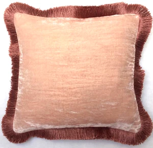 Anke Drechsel Cushion PLAIN Fringe Pink Quartz Pillow Silk Velvet Kissen Rosa - Bild 1 von 16