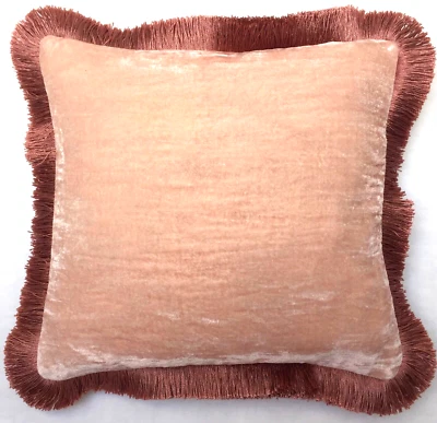 Anke Drechsel Cushion PLAIN Fringe Pink Quartz Pillow Silk Velvet Kissen Rosa - Bild 1 von 4