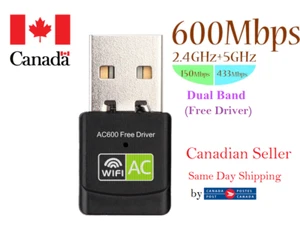 Dual Band 5Ghz/2.4Ghz 600Mbps USB WIFI Adapter (Free Driver) for Desktop/Laptop - Picture 1 of 2