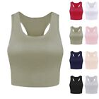 Ladies Midriff Crop Top Vest with Round Neck Sleeveless T Shirt Blouse