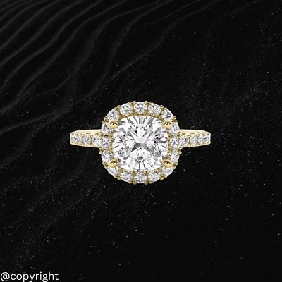 Halo 3.05 Ct Cushion Cut VS1/E Lab Grown Diamond Engagement Ring 14K Yellow Gold - Image 1 of 4