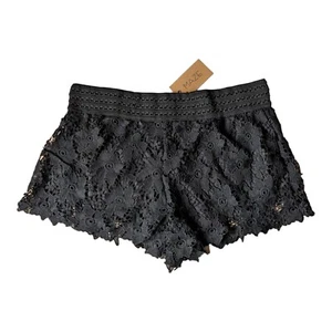 Maze Women Crochet Beach Floral Elastic Waist Shorts Size 3X Black Sexy Cute New - Picture 1 of 21