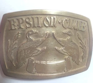 Vintage Epsilon Club Belt Buckle Ducks Mallards Brass BBM Signed - Picture 1 of 8