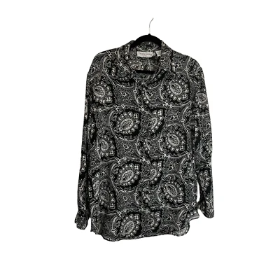 Camisa con botones Diane Von Furstenberg de colección negra blanca cachemira transparente para mujer M/L Foto 1 de 4