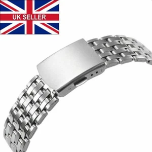 18 mm Edelstahl Armband Uhrenarmband Band Ersatz mit Klappverschluss UK - Bild 1 von 10