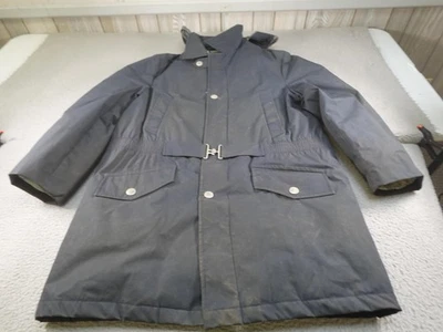 Vintage Sears Goose Down Parka Jacket Mens 46 Tall Blue Hooded Belted 70s - Image 1 of 4
