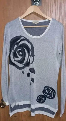 Suéter One World Mujer Talla Grande Pullover Cuello Redondo Blanco Gris Y Negro... Foto 1 de 4