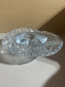 Cooler Vintage MCM Kerzenhalter Skandinavisch Modern Blau Eisglas Schweden Finnland - Bild 1 von 2