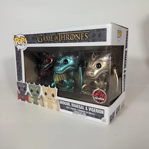 Lot 3 Funko Pop Game of Thrones GOT Dragons Drogon Rhaegal Viserion EB Games Exc - Foto 1 di 7