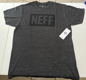 Neff Grey Black Box Logo T Shirt Large - Picture 1 of 2