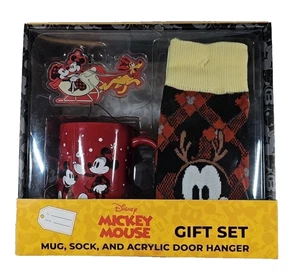 Disney Mickey Mouse Juego de Regalo Taza, Calcetines y Colgador de Puerta Acrílico Nuevo En Caja - Imagen 1 de 11