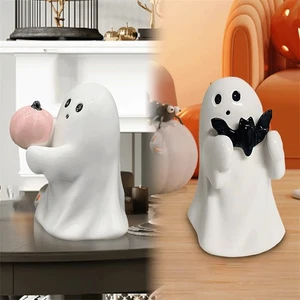 Ghost Statue Cute Spooky Halloween Ghost Pumpkin Figurine Ornament Decoration - Picture 1 of 7