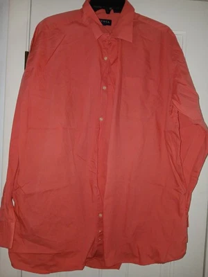 Camisa de vestir Versa para hombre talla 17-17,5 34/35 coral salmón manga larga fácil cuidado Foto 1 de 3