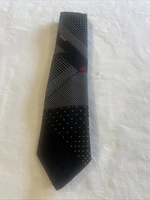 Oleg Cassini, corbata de seda 100 % italiana para hombre - estampado geométrico negro Foto 1 de 4