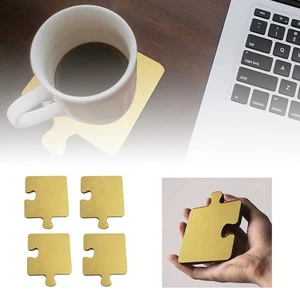 4x Wood Coasters Puzzle Coasters Home Decor Practical Multifunctional Insulation - Picture 1 of 7