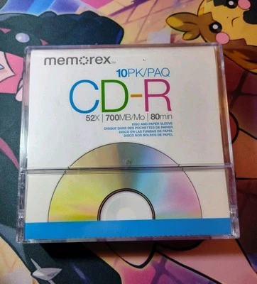 Memorex CD-R, 52x 700MB, 80 Min, 10 Pack Blank Cds - Music Photos NEW & SEALED! - Image 1 of 3