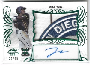 2021 Leaf Trinity James Wood #PA-JW1 Green RC Rookie Patch Auto RPA /75 SP - Picture 1 of 2