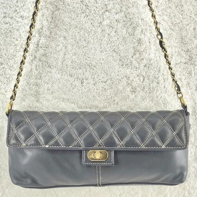 PARADOX LEATHER Gray Lamb Leather Quilted Crossbody Woven Leather Chain Strap - Image 1 of 4
