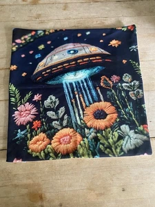4 fundas de almohada para nave espacial imitación bordado aspecto cremallera floral ciencia ficción casa de campo - Imagen 1 de 8