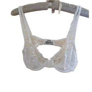 Maidenform White Lace Underwire Bra 34B Sheer Floral Unlined Demi Lingerie - Picture 1 of 4