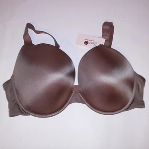 Secret Treasures Bra Full Figure Natural Lift Plunge Brown Solid Smoothing Back - Picture 1 of 23