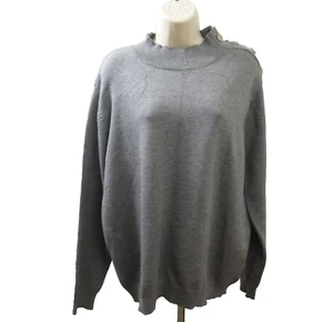 Kirundo Sweater Size Large Gray High Round Neck Button Shoulder Long Sleeve Soft - Bild 1 von 8