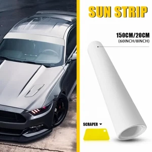 White Sun Visor Strip Windshield Banner Vinyl Long Lasting Premium Blank Decal - Picture 1 of 10