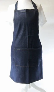 Denim Bib Apron with Adjustable Neck Strap and Pocket - Picture 1 of 2