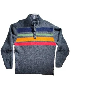 Woolrich maglione antracite agnello misto lana pullover finto 4-snaps taglia L y2k - Foto 1 di 10