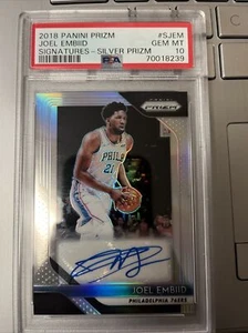 2018 Panini Prizm Silver Joel Embiid #S-JEM Auto PSA 10 76ers POP 5 - Picture 1 of 2