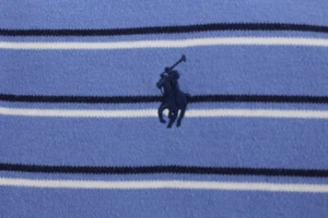 Polo Ralph Lauren camicia uomo taglia L grande blu a righe morbido cotone manica corta - Foto 1 di 8